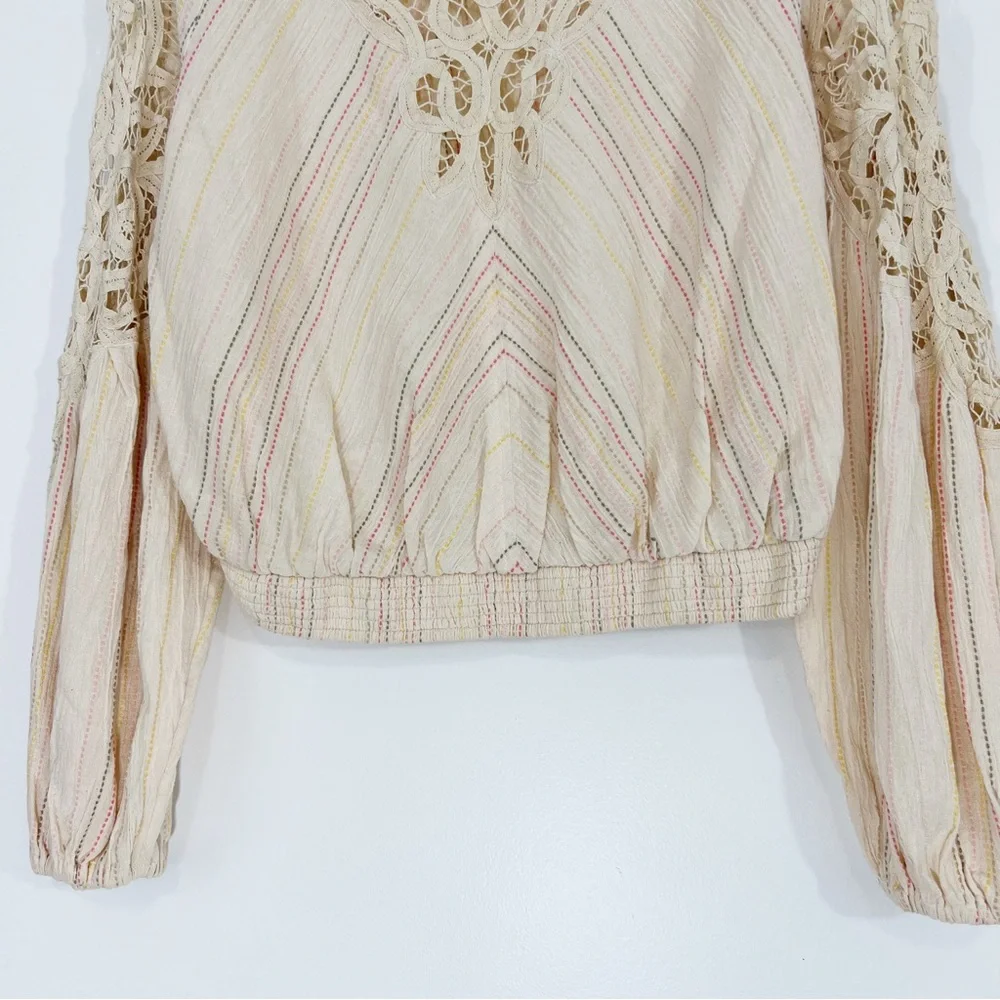 Free People Floating Memories Blouse in Natural Combo Size XS NWT